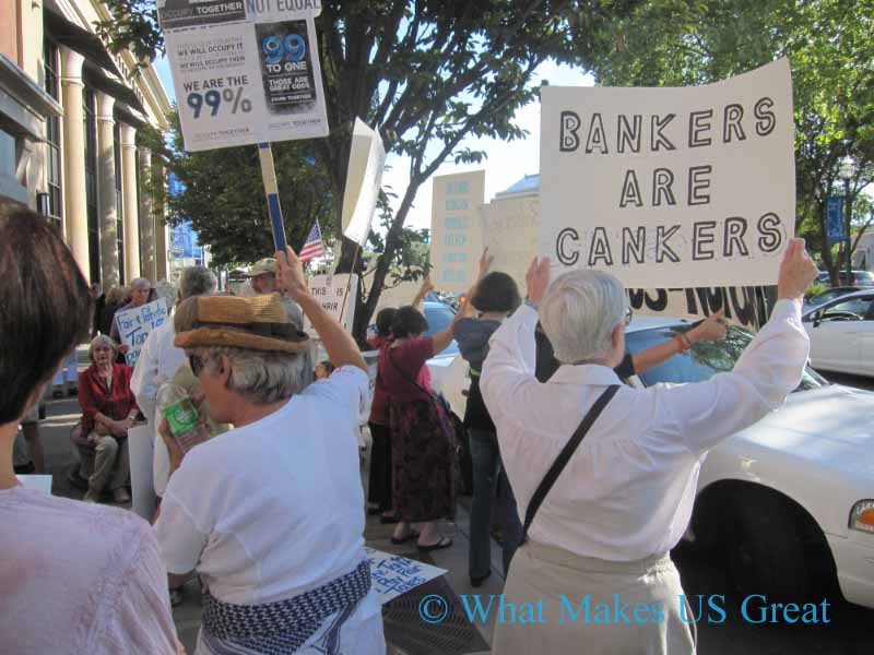 Protestor Blames Banks